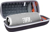 Hard Travel beschermhoes etui voor JBL Charge 4 / JBL Charge 5 draagbare Bluetooth luidspreker (zwarte hoes/binnenkant grijs, witte ritssluiting) Alleen de beschermhoes
