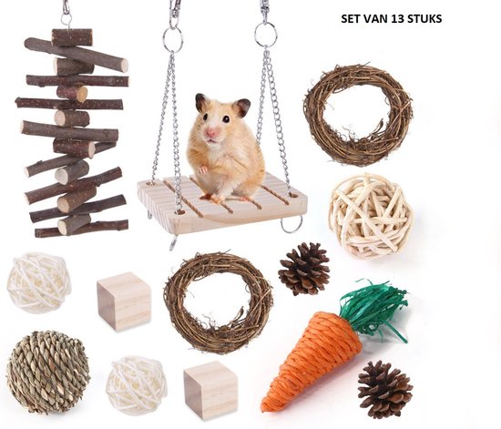 Hamster speelgoed en verzorging - set van 13 stuks - 100 procent natuurlijk  - Xd... | bol.com