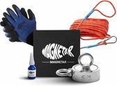 Magnetar 800 kg Vismagneet - Complete Magneetvissen Set - Dubbelzijdige Neodymium Vis Magneet - 20m Magneetvis Touw - 2x 400 kg
