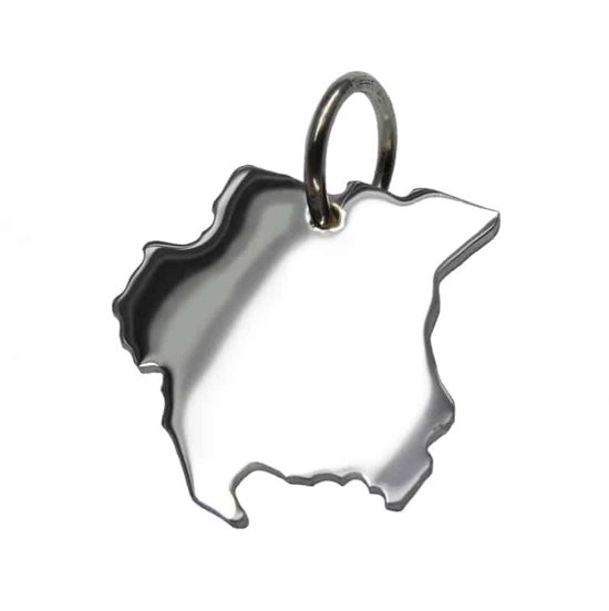 Zilveren en gouden landkaarthangers - Landkaart hanger Suriname | Landen hanger voor je ketting | 925 Sterling Zilver - Met Keurmerk Stempel - Met echtheidscertificaat - In leuke cadeauverpakking - Moederdag