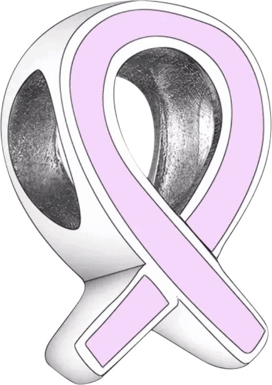 Tracelet - Zilveren bedels - Bedel Pink Ribbon | Lint vorm met roze emaille 925... | bol.com