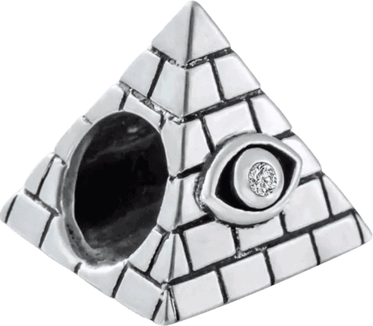 Reizen - Zilveren bedels - Bedel Piramide | 925 Sterling Zilver - Geschikt voor alle merken - Met 925 Zilver Certificaat - In Leuke cadeauverpakking - Moederdag