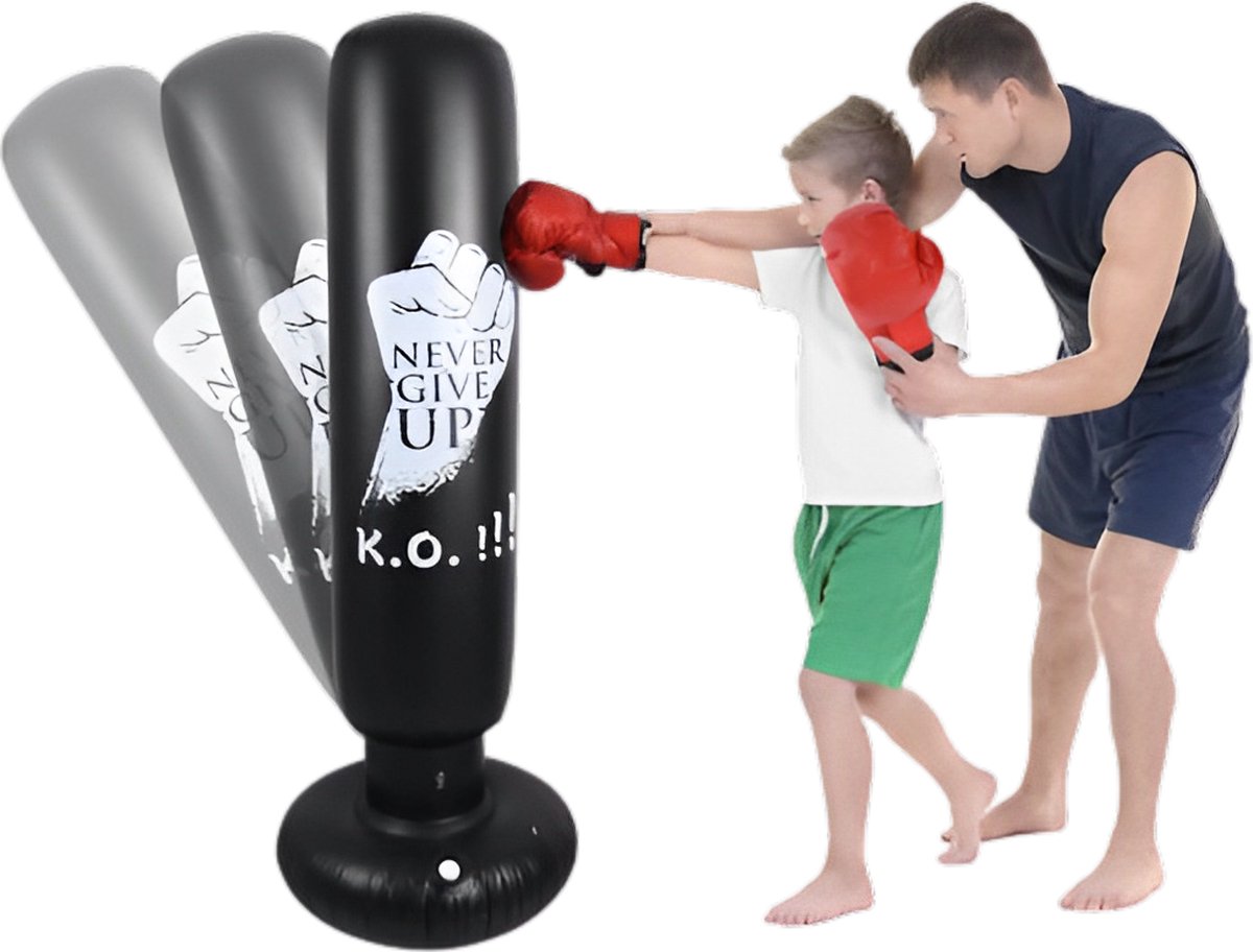 Befitco - Opblaasbare bokszak - Staande boksbal op voet - Bokspaal voor volwassenen en kinderen