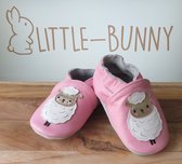 LITTLE-BUNNY leren babysloffen roze/wit schaap 6-12 maanden meisje