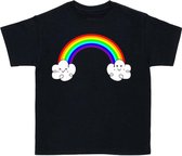 Regenboog - T-shirt - Zwart - Kind - 110-116