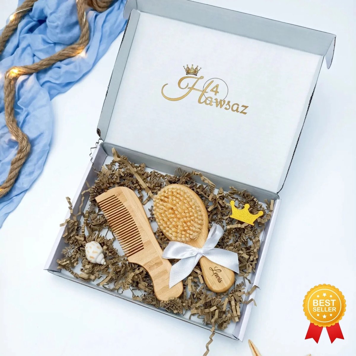 Goedkoopste Gepersonaliseerd houten kam en borstel setje 2 stuks - Hawsaz.nl cadeau - Genderneutraal baby cadeau - Borstelset - kraamcadeau - Babycadeau - Cadeau voor tweeling - Kraamcadeau met naam - Verzorgingsset - Geboortecadeau met naam