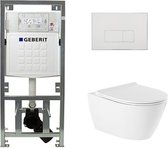 QeramiQ Salina rimless toiletset – Hangtoilet - Geberit inbouwreservoir - Wit