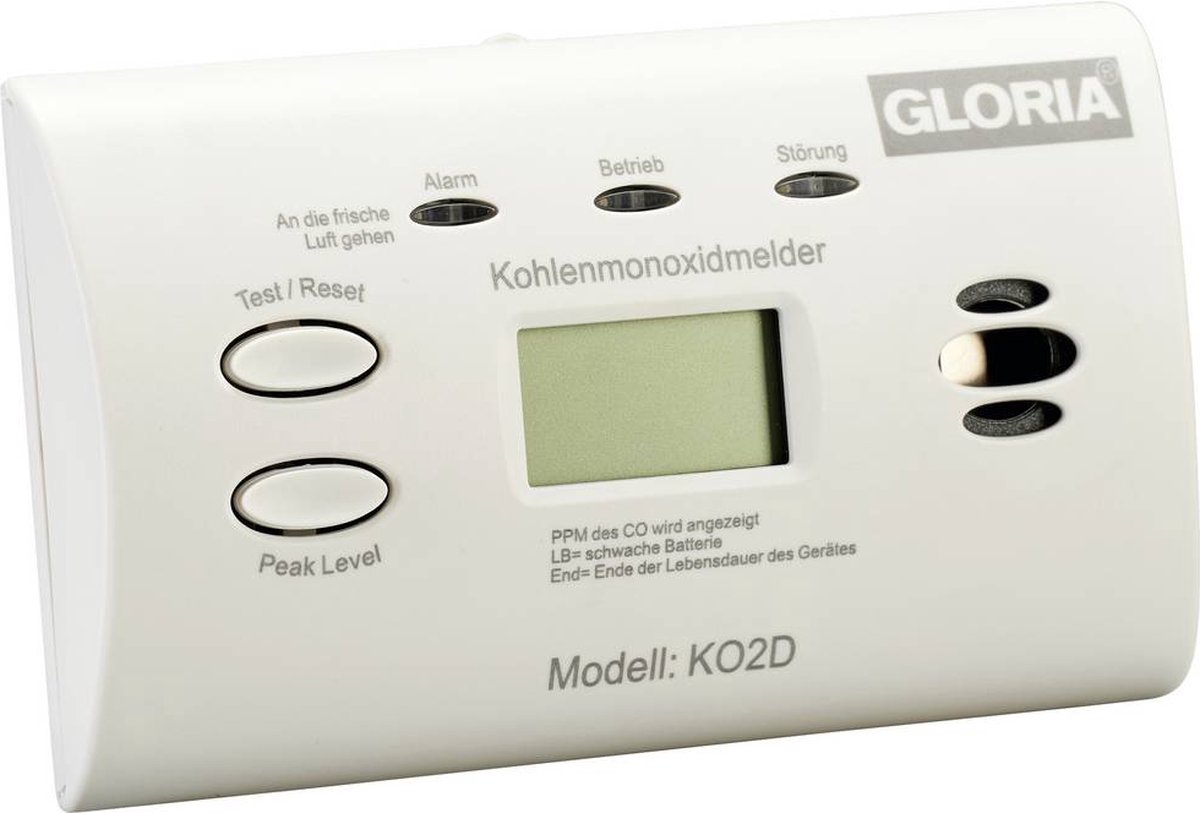 Gloria 002518.0571 Koolmonoxidemelder werkt op batterijen Detectie van Koolmonoxide
