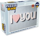Puzzel Ik hou van jou geschreven met blokletters - Legpuzzel - Puzzel 1000 stukjes volwassenen