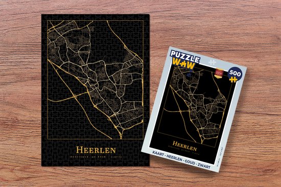 Puzzle Carte - Heerlen - Or - Zwart - Puzzle - Puzzle 500 pièces