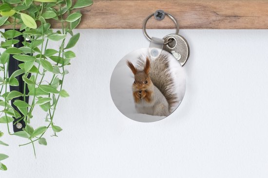 Porte-clés - Écureuil - Animal - Neige - Plastique - Rond - Cadeaux à distribuer