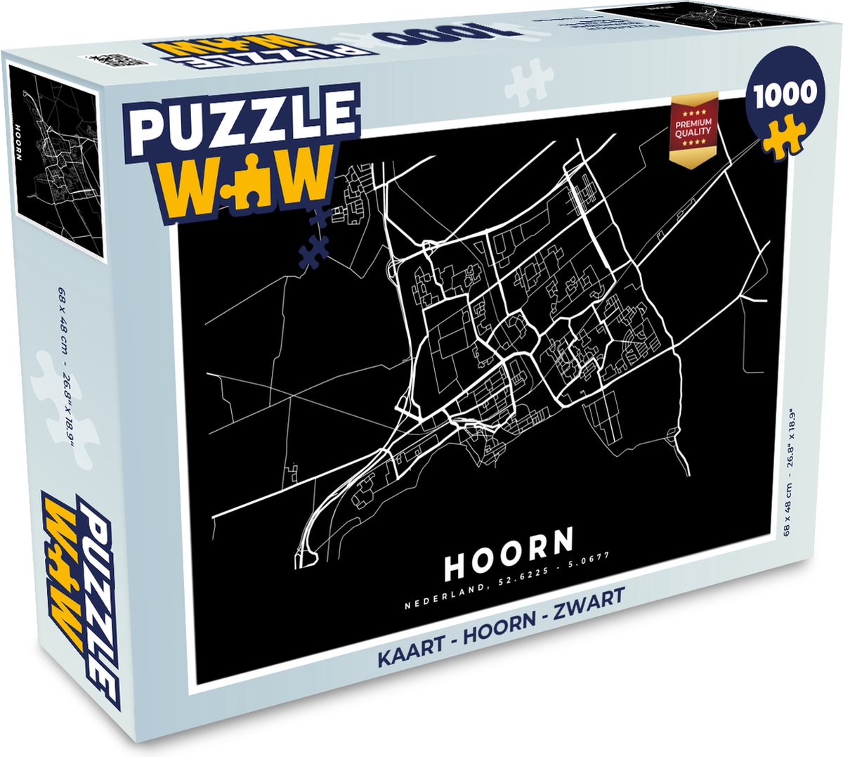 Puzzel Kaart - Hoorn - Zwart - Legpuzzel - Puzzel 1000 stukjes volwassenen