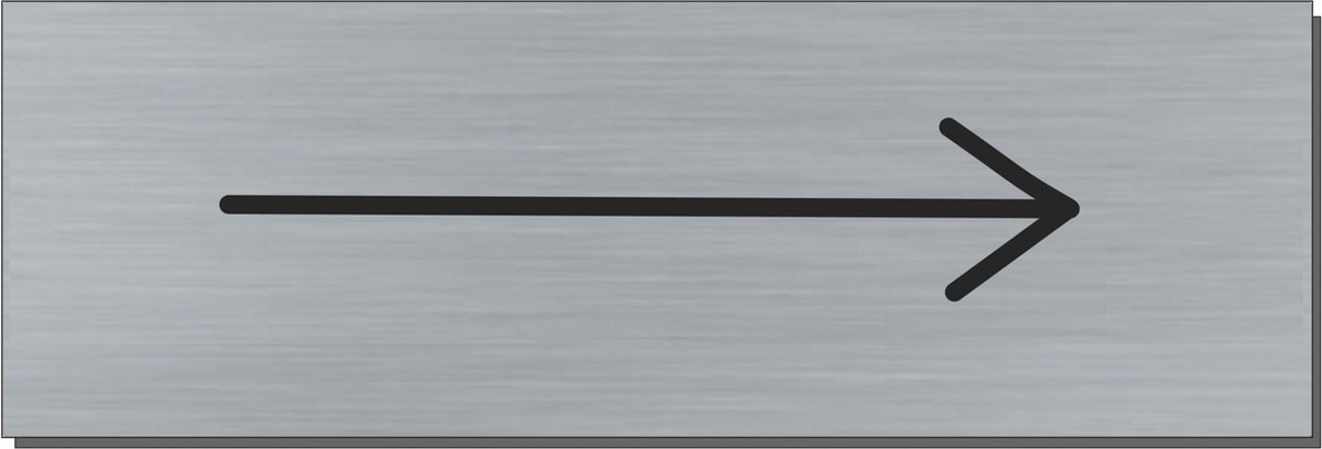 Doorsign - doorplate - deurbord - Arrow pijl icon - rectangle - stainless steel look - 5 x 15 cm