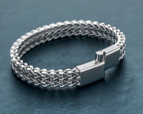 Malinsi Armband Heren - Zilver Schakel Compleet RVS - 20 cm + 2 cm verlengstuk - Armbandje Mannen - Malinsi