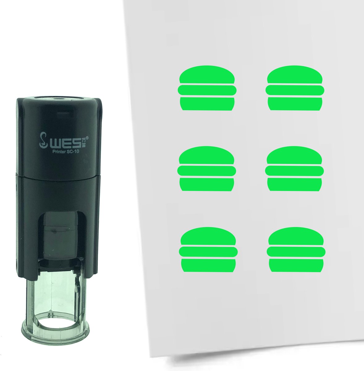 CombiCraft Stempel Hamburger 10mm rond - groene inkt