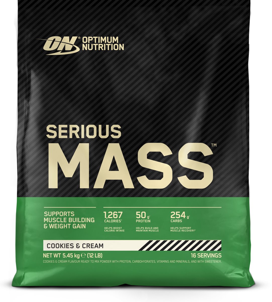 Goedkoopste Optimum Nutrition Serious Mass - Cookies & Cream - Mass Gainer - Weight Gainer - 5450 gram (16 servings