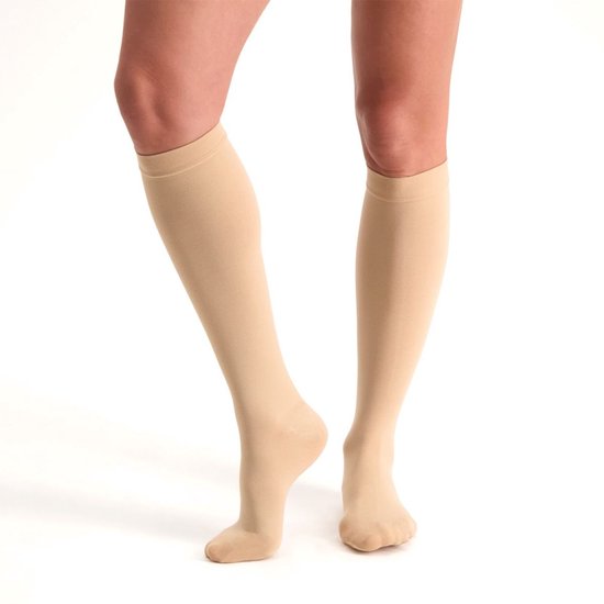 Dunimed Premium Comfort Steunkousen - Compressie Sokken - Compressiekousen Drukklasse 1 - Compressie Sleeve - met Gesloten Teen - Beige - L