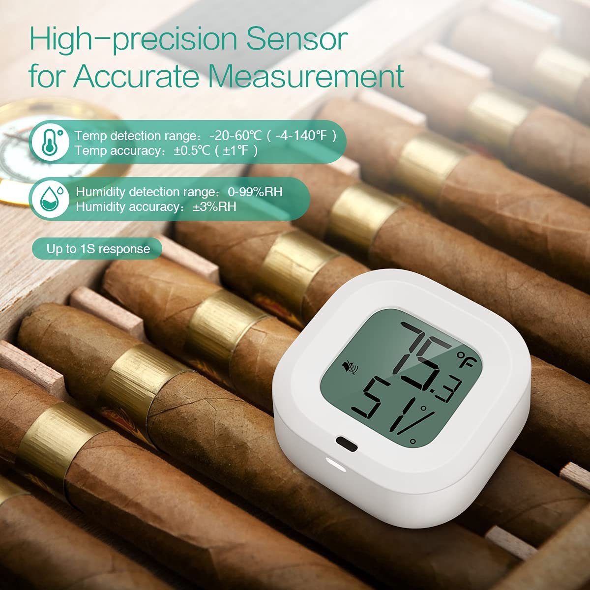 LAUWG - Thermomètre Hygromètre, Capteur d'Humidité de Température Bluetooth  2PCS avec