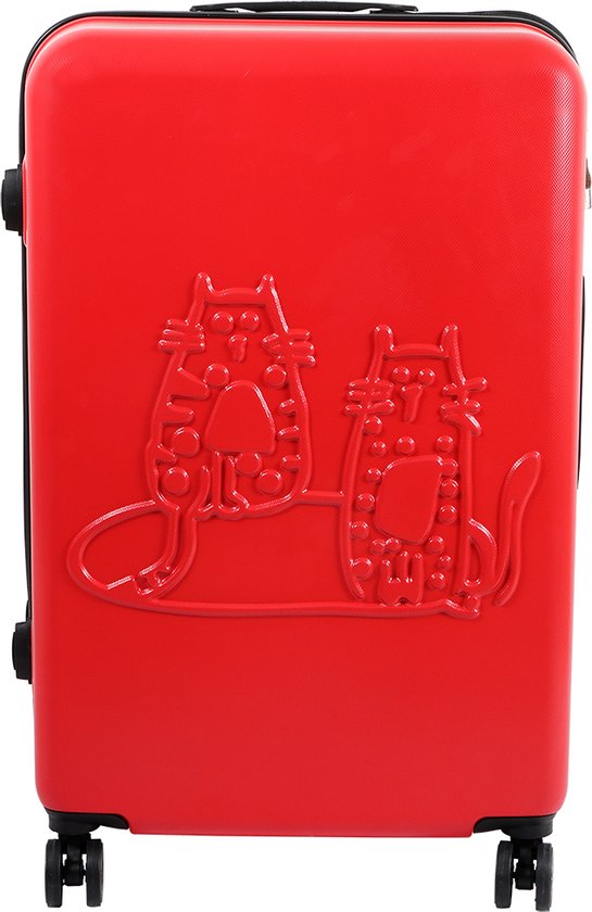 Biggdesign Cats Koffer Bagage - Ruimbagage Koffer met Wielen - Rood - Medium