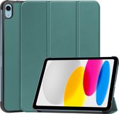 Hoes Geschikt voor iPad 2022 Hoes Luxe Hoesje Book Case - Hoesje Geschikt voor iPad 10 Hoes Cover - Donkergroen