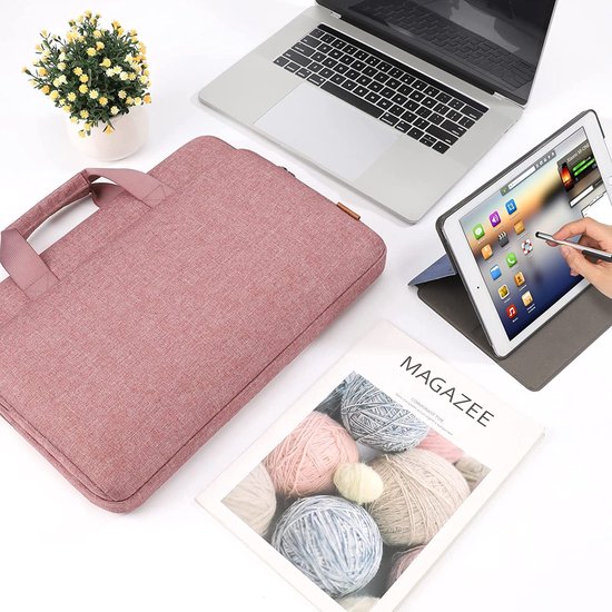Targus Laptoptas, geschikt voor laptops tot 18 inch, klassiek clamshell-ontwerp, versterkte hoes met schouderriem en gevoerd handvat - zwart/rood (CN418EU