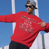 Kersttrui Candy Cane - Met tekst: Team Santa - Kleur Rood - ( MAAT XS - UNISEKS FIT ) - Kerstkleding voor Dames & Heren