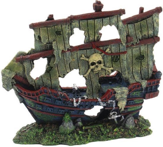 VSH Aqua Deco Gezonken Scheepswrak - Aquarium Decoratie - 13 x 5 x 11 cm