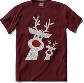 Glitter Kerst Buddy's - T-Shirt - Heren - Burgundy - Maat XXL