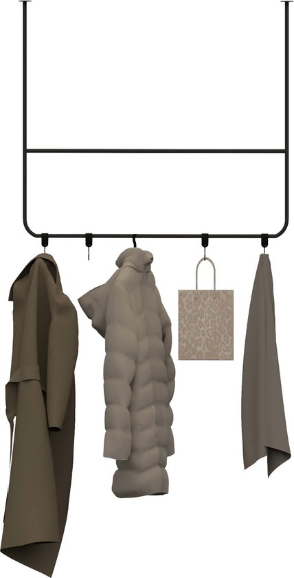 Porte-manteau IKI 100cm - HOYA Living (porte-manteau de plafond en acier noir - porte-serviettes de plafond - porte-vêtements)