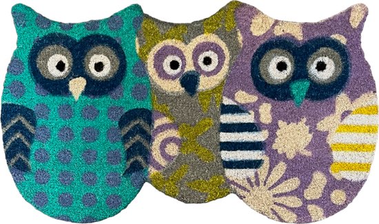 Hamat - Kokosmat Deurmat Uilen Trio Owls - 45 x 75 cm