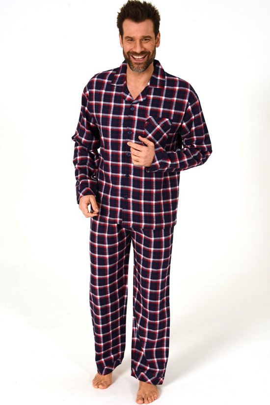 Pyjama homme Normann flanelle 69294 - Blauw - S/48 | bol.com