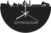 Skyline Klok Appingedam Zwart hout - Ø 40 cm - Stil uurwerk - Wanddecoratie - Meer steden beschikbaar - Woonkamer idee - Woondecoratie - City Art - Steden kunst - Cadeau voor hem - Cadeau voor haar - Jubileum - Trouwerij - Housewarming -