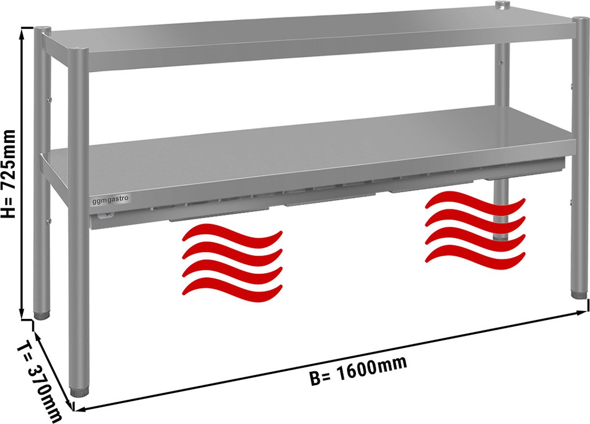 Warmtebrug ECO 1,6 m - met 2 etages - hoogte: 0,7 m | GGM Gastro