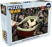 Puzzel Jack Russel hond in een fietsmand - Legpuzzel - Puzzel 1000 stukjes volwassenen