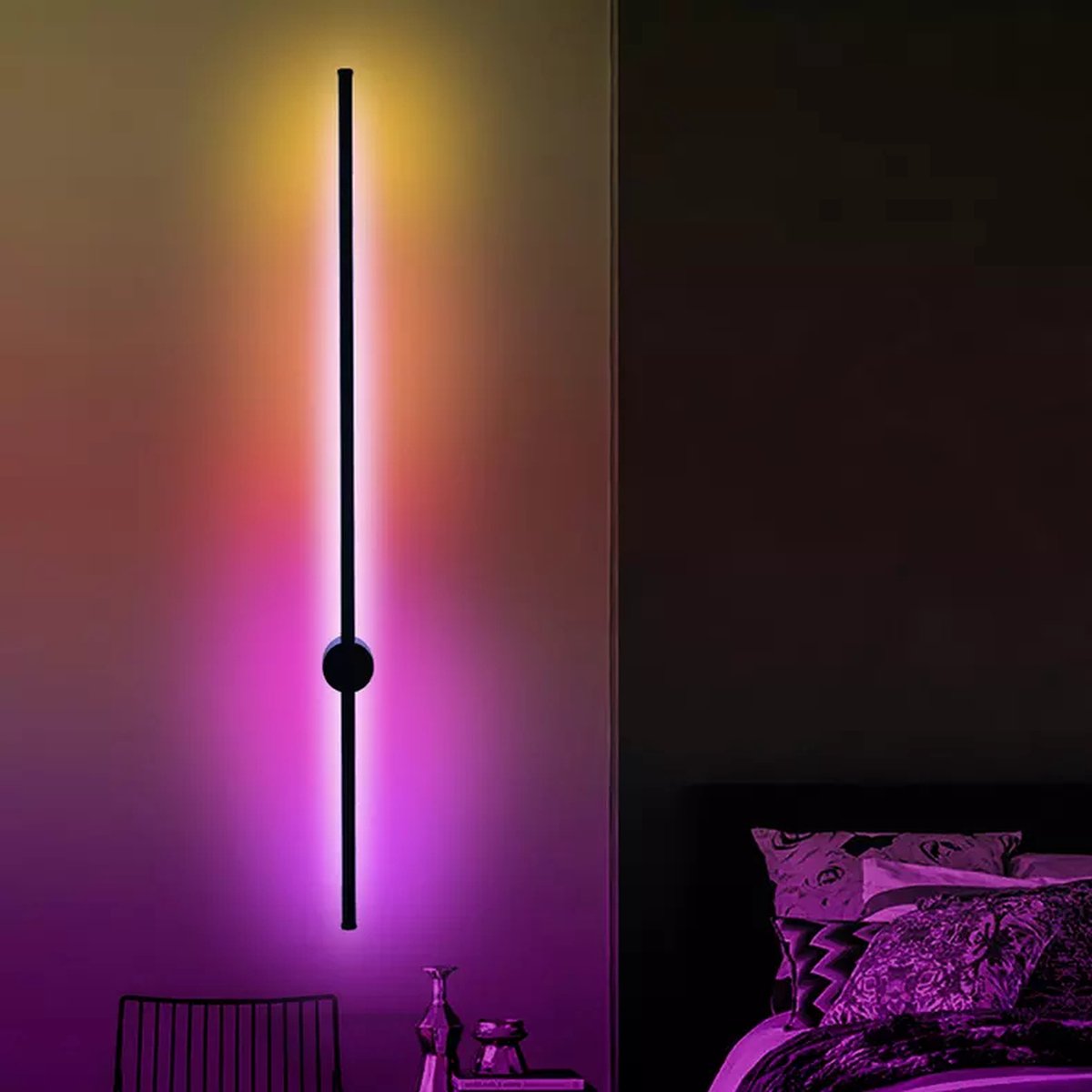 Wandlamp RGB - Cest01 - 100cm - Dimbaar - Zwart - Binnen - Afstandsbediening
