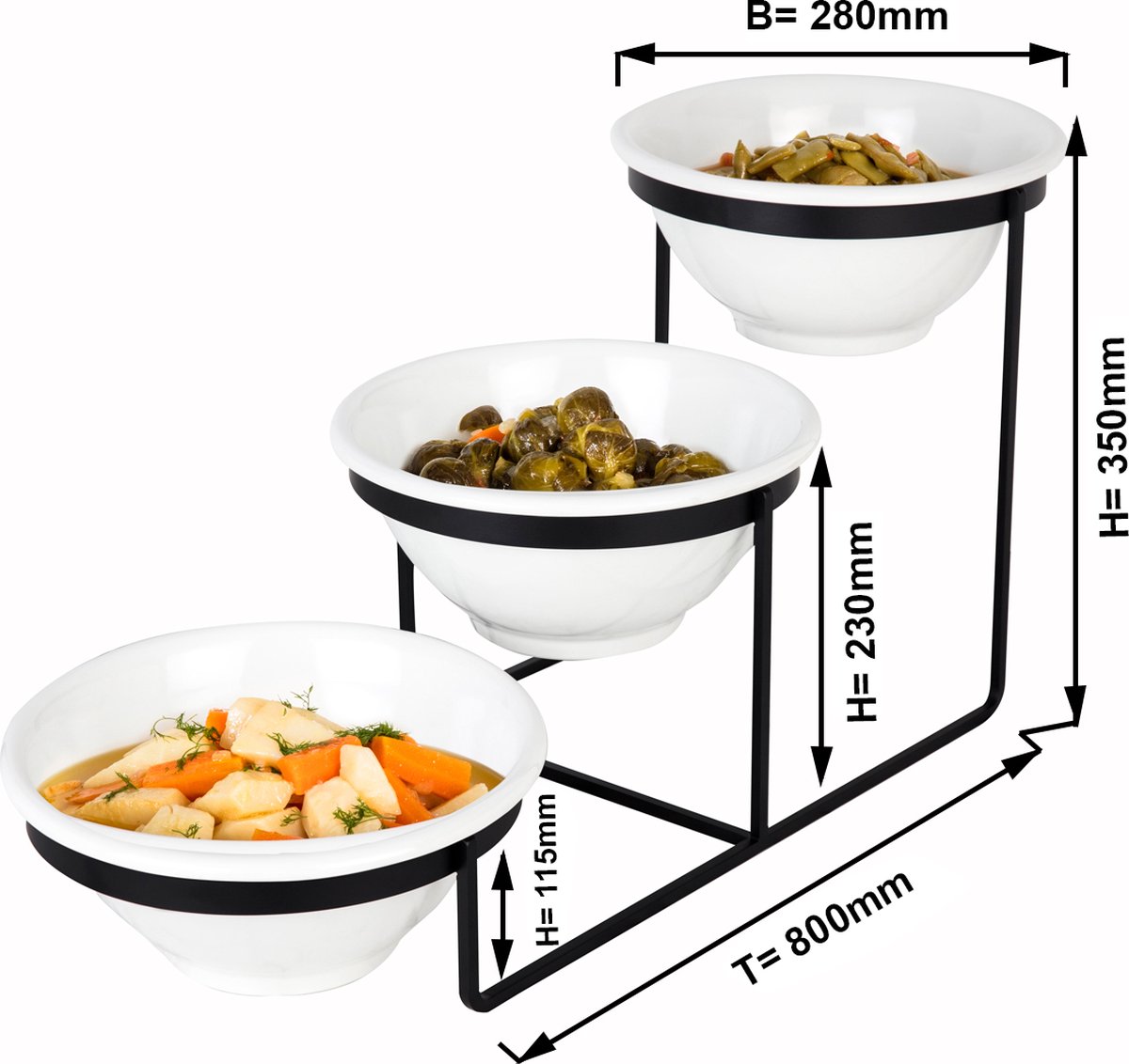 Etagerie / Buffethouder - incl. 3 melamine kommen - rond | GGM Gastro