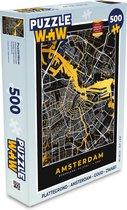 Puzzel Plattegrond - Amsterdam - Goud - Zwart - Legpuzzel - Puzzel 500 stukjes - Stadskaart
