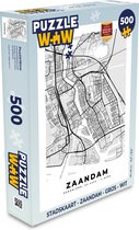Puzzel Stadskaart - Zaandam - Grijs - Wit - Legpuzzel - Puzzel 500 stukjes - Plattegrond