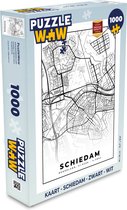 Puzzel Kaart - Schiedam - Zwart - Wit - Legpuzzel - Puzzel 1000 stukjes volwassenen