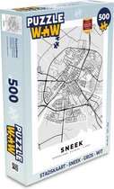 Puzzel Stadskaart - Sneek - Grijs - Wit - Legpuzzel - Puzzel 500 stukjes - Plattegrond