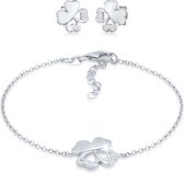 Elli Dames Sieraden Set Dames Klaverblad hanger Stud Oorbellen Basic met Cubic Zirconia kristallen in 925 Sterling Zilver