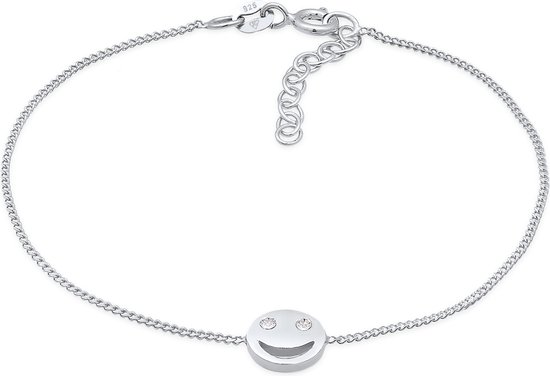 Elli Dames Armband Dames Gezicht Symbool Trend met Kristallen in 925 Sterling Zilver
