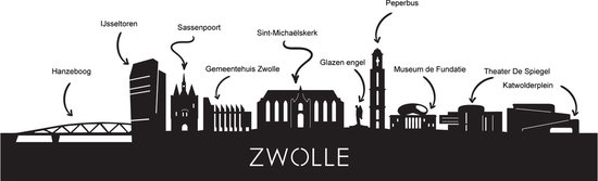 Plan de ville Zwolle Bois Zwart - 40x60 cm - Déco plan de ville - Décoration murale