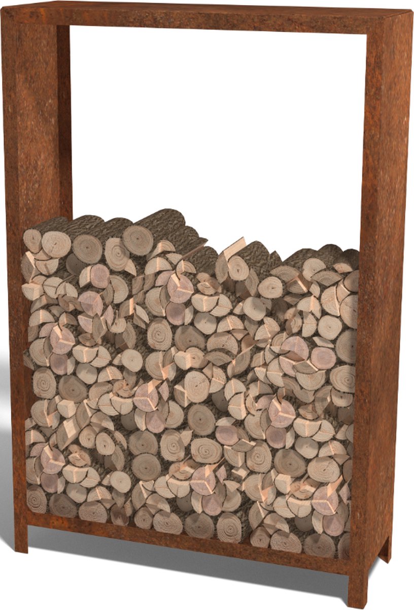 Cortenstaal houtopslag - Indiana - 120x40x180cm - Roestkleur - MySteel