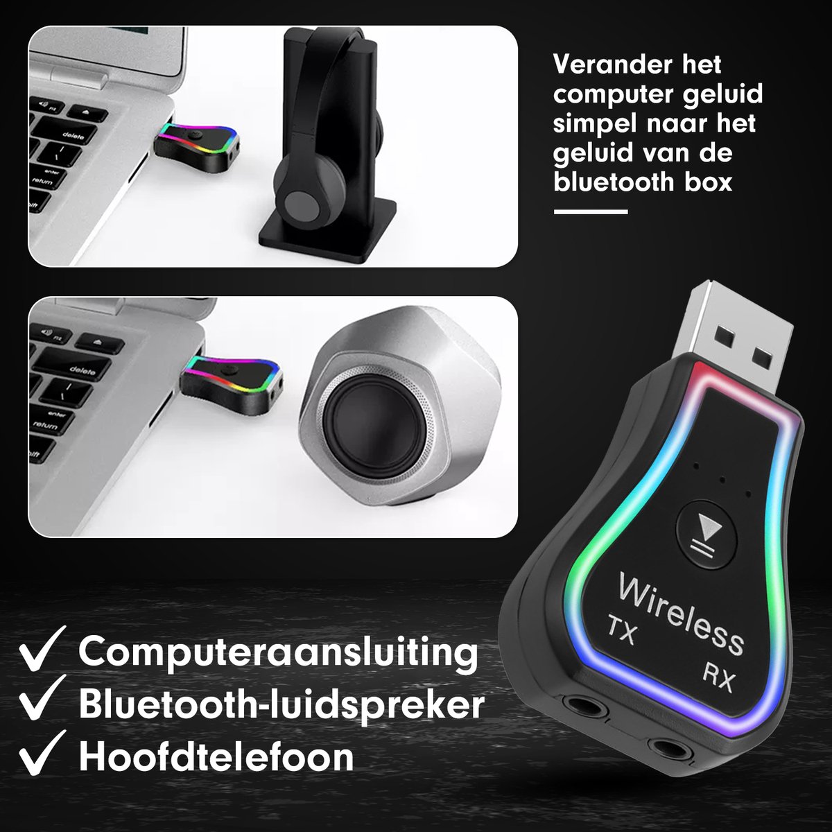 Récepteur USB Bluetooth avec connexion auxiliaire 3,5 mm - Couleur NOIR -  Underdog Tech