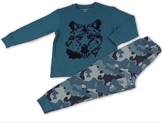 Frogs and Dogs - Pyjama Wolf - Blauw - Maat 98 - Jongens