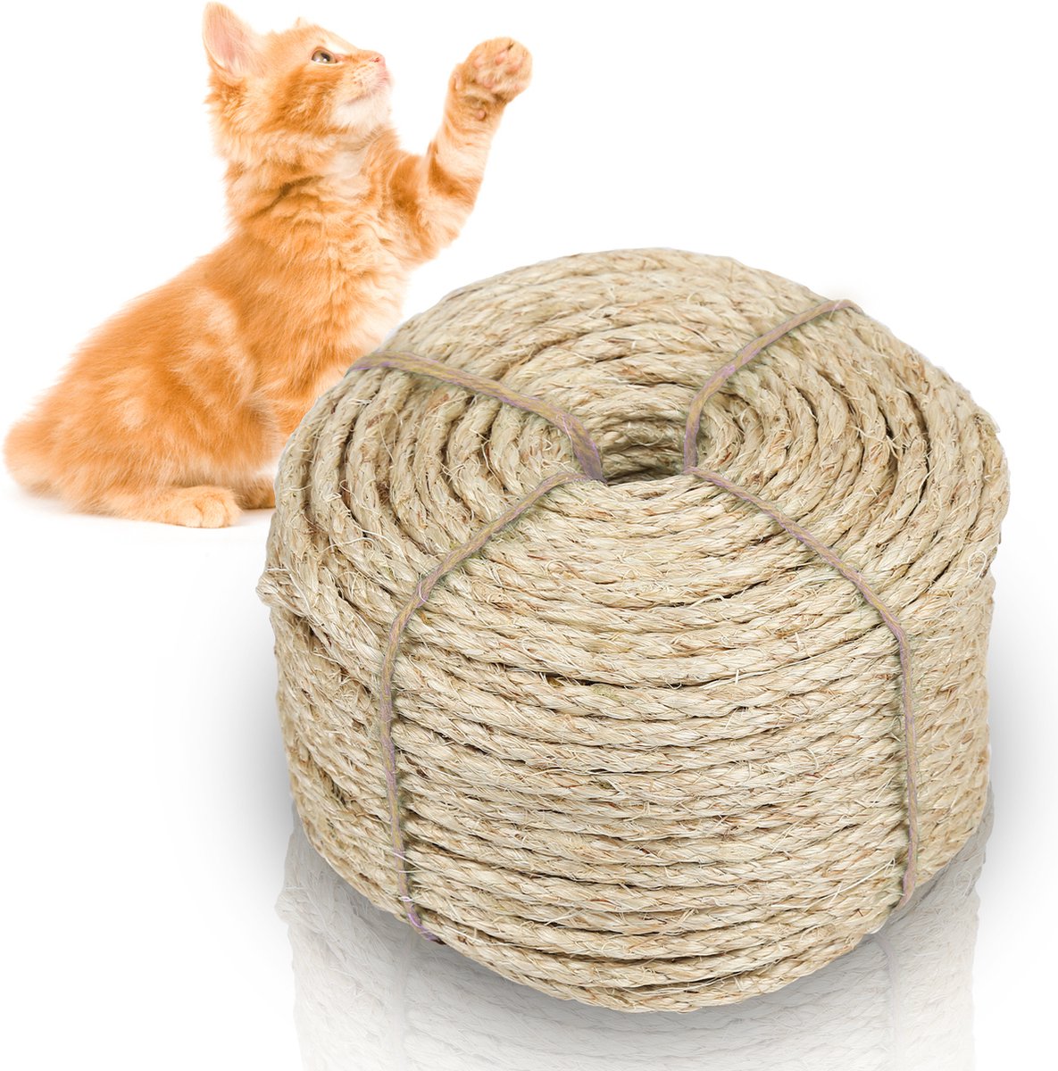 Sisal touw voor krabpaal, 6 mm, 100 meter, natuurlijk henneptouw