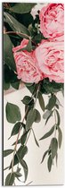 WallClassics - Dibond - Roze Rozen Bloemenboekt - 20x60 cm Foto op Aluminium (Met Ophangsysteem)