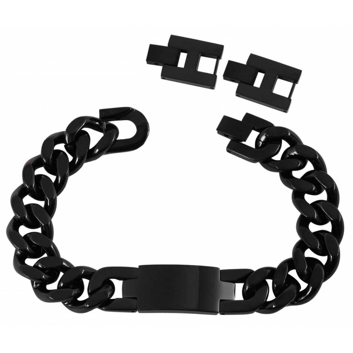 Akzent Stalen Herenarmband - Zwart