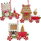 Christmas Paradise - Kerstboom Decoratie Peperkoek - Set van 3 - Kerst Ornament - Kerstman Gingerbreadman en Sneeuwpop - 11 cm - Kerstboom Versiering - Kersthangers - Kerstbal